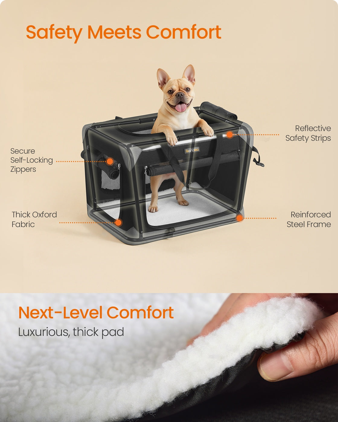 Collapsible fabric dog crate with mesh doors for travel - image 5