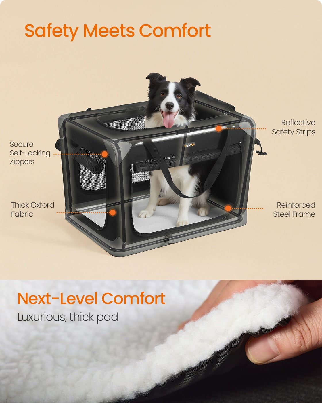 Collapsible fabric dog crate with mesh doors for travel - image 11