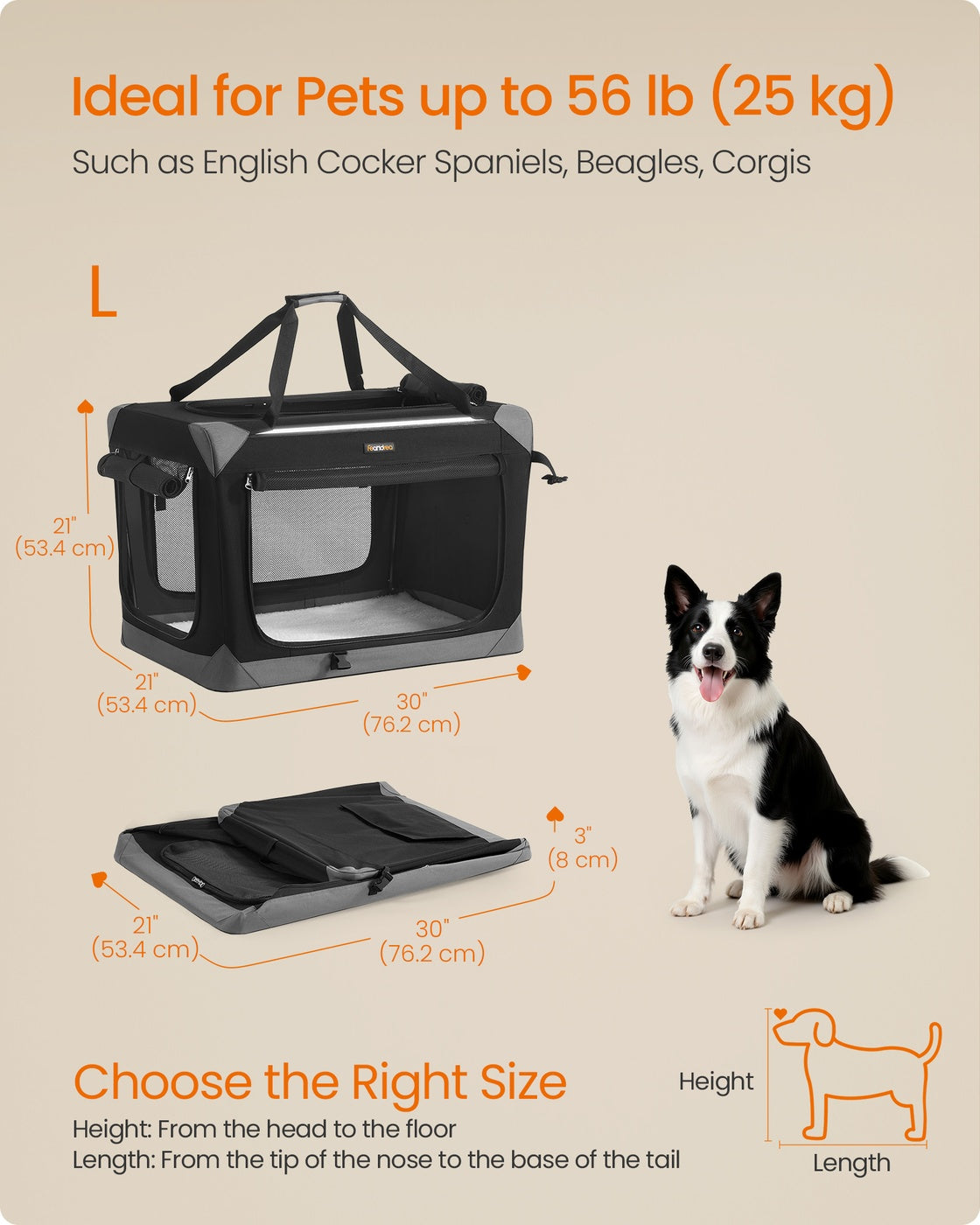Collapsible fabric dog crate with mesh doors for travel - image 12