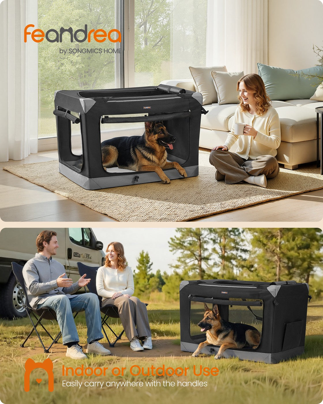 Collapsible fabric dog crate with mesh doors for travel - image 20