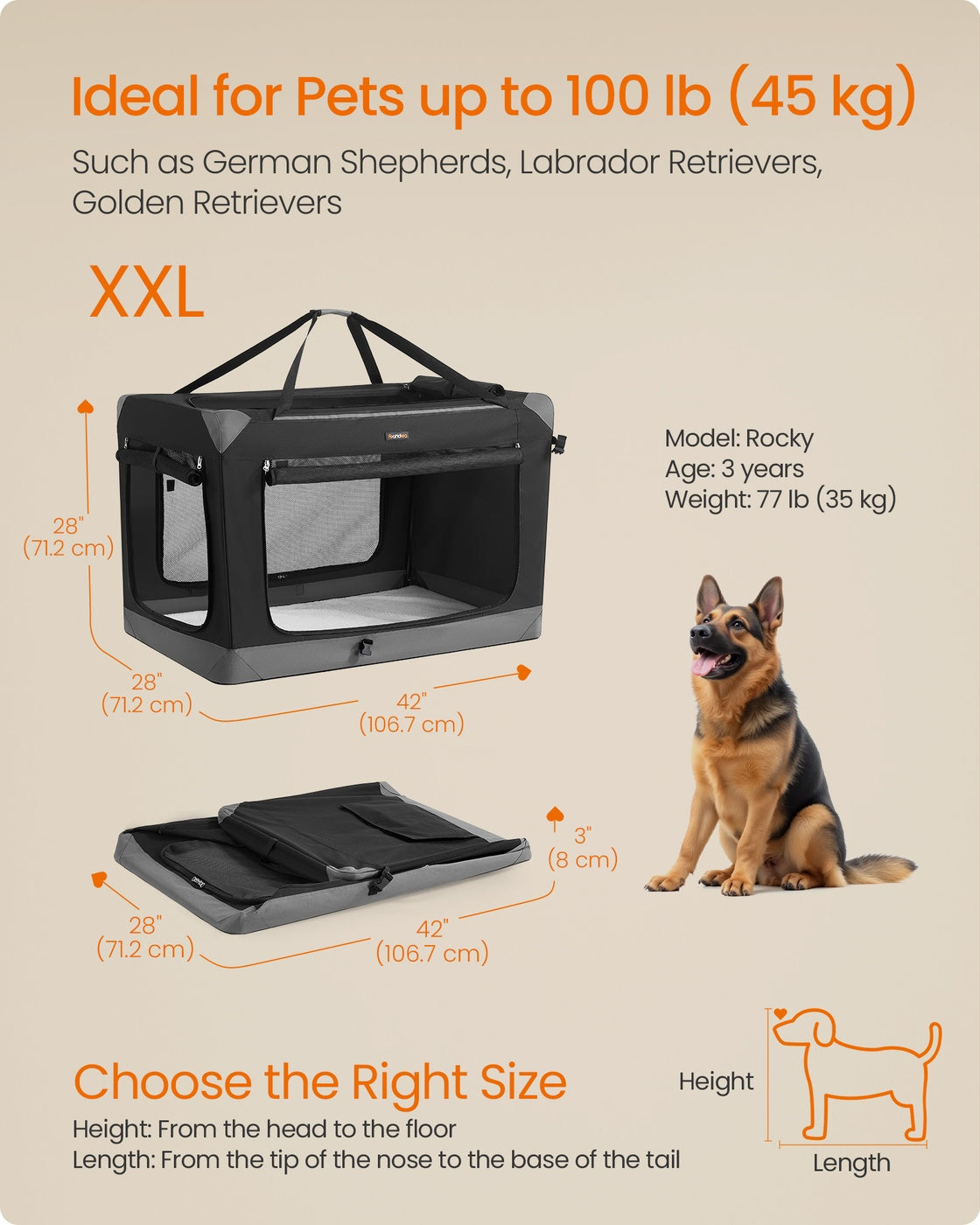 Collapsible fabric dog crate with mesh doors for travel - image 24