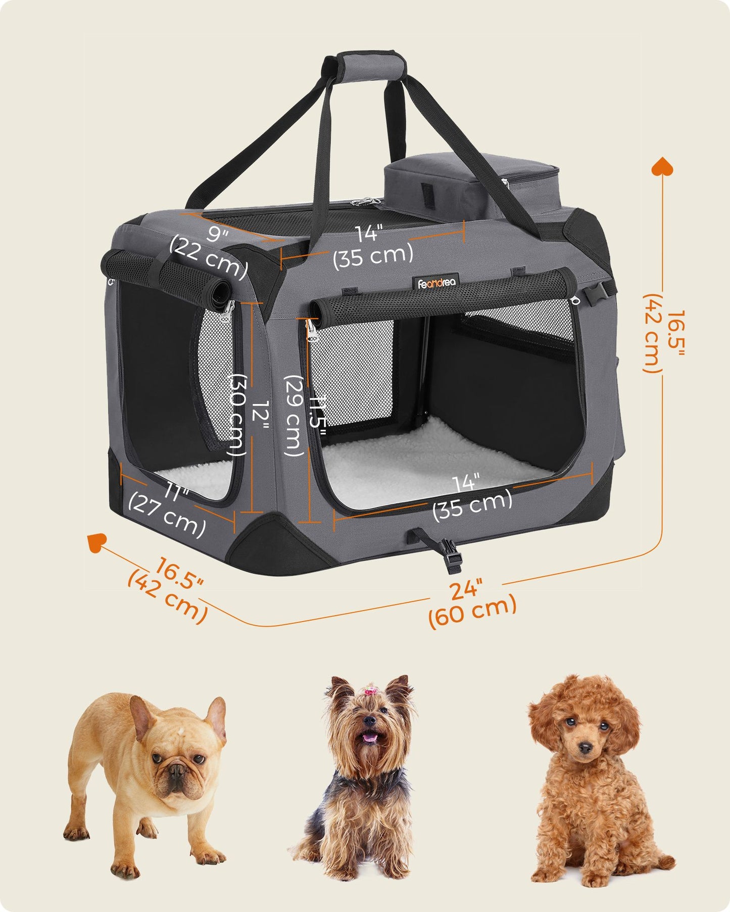 24 Inches Collapsible Soft Dog Crate