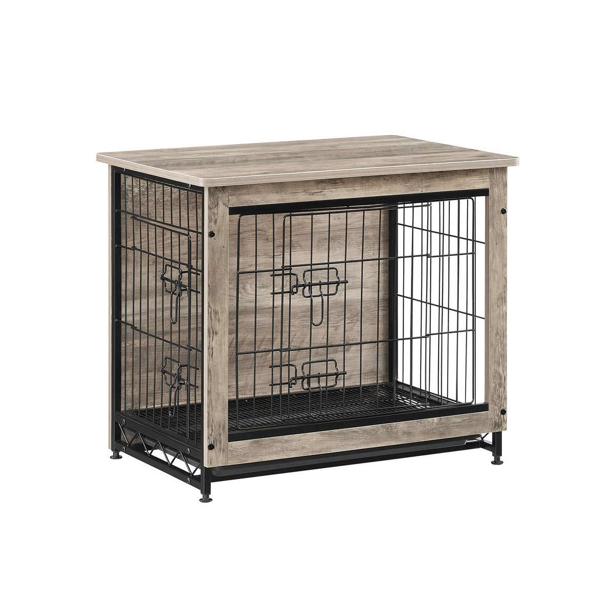 Dog Crate Furniture, Side End Table, Modern Kennel for Dogs Indoor up to 30 lb, Heavy-Duty Dog Cage with Multi-Purpose Removable Tray, Double-Door Dog House, Greige - HWLEXTRA 