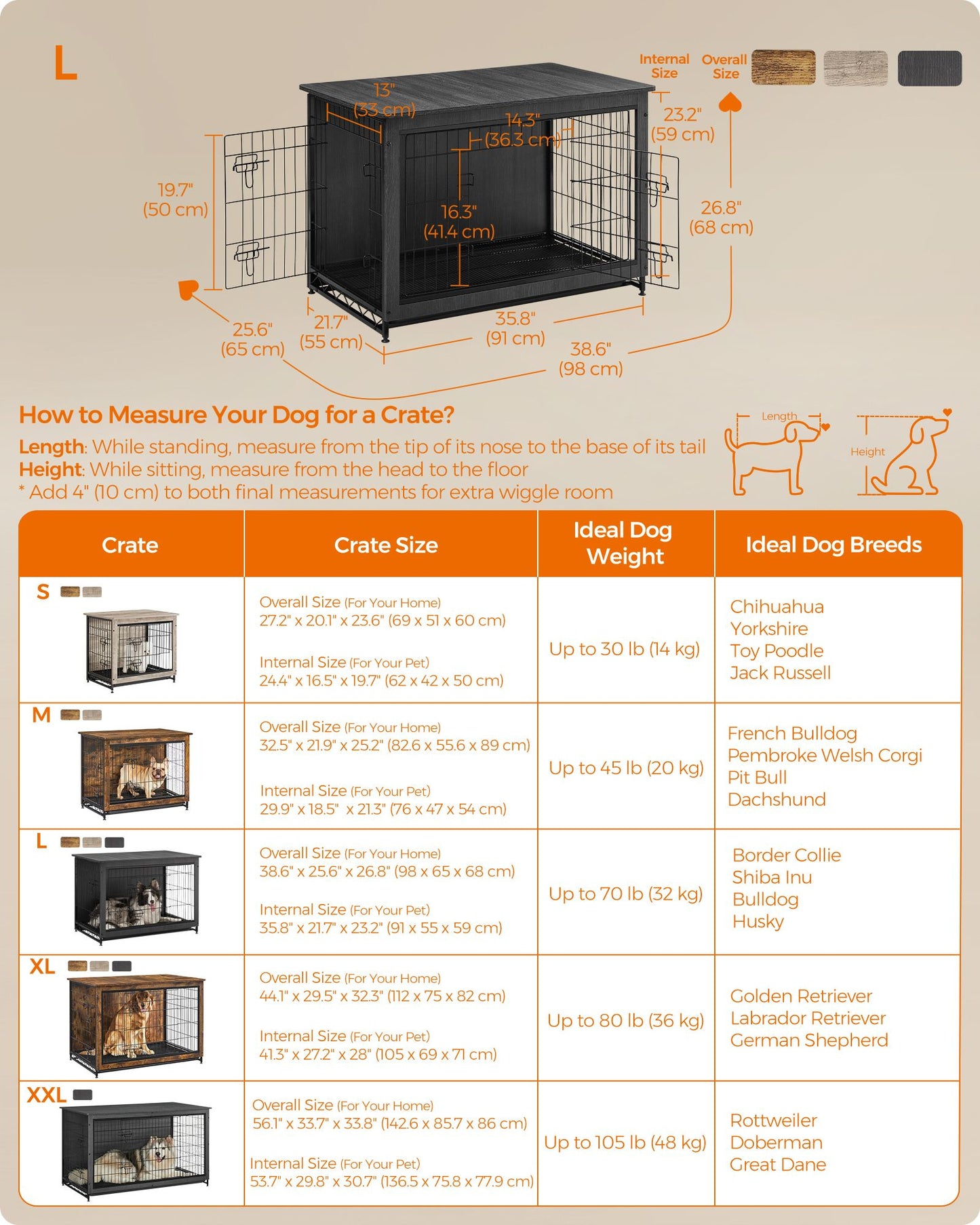 Modern Kennel for Dogs Indoor up to 70 lb