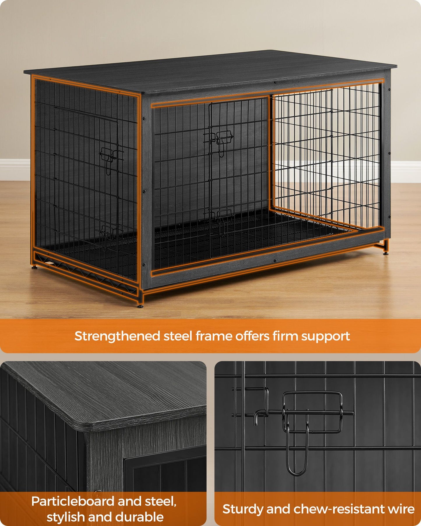 Modern Kennel for Dogs Indoor up to 105 lb