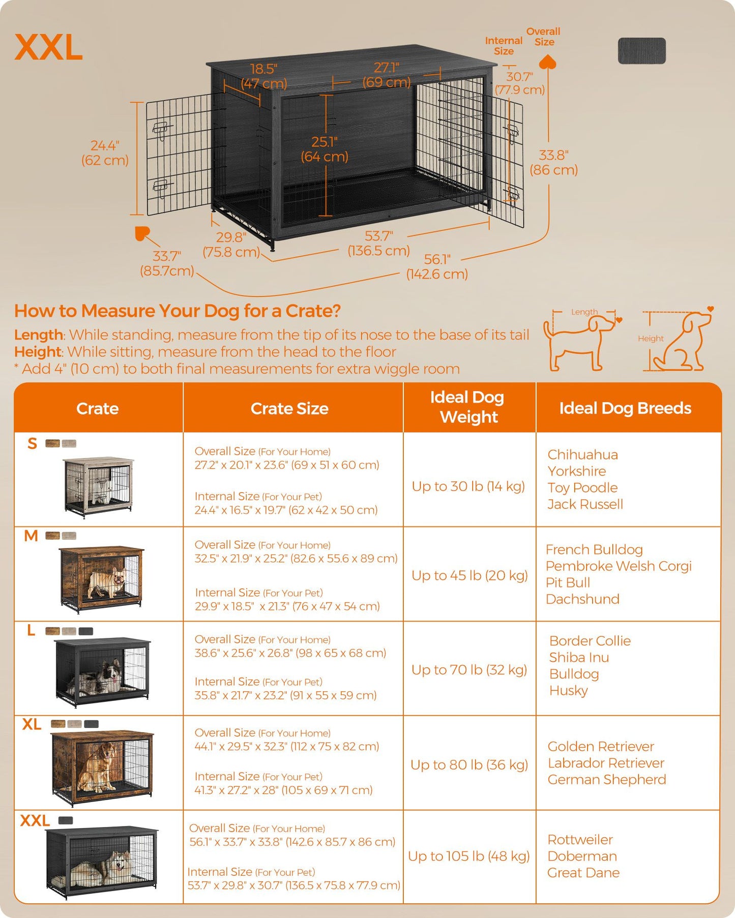 Modern Kennel for Dogs Indoor up to 105 lb