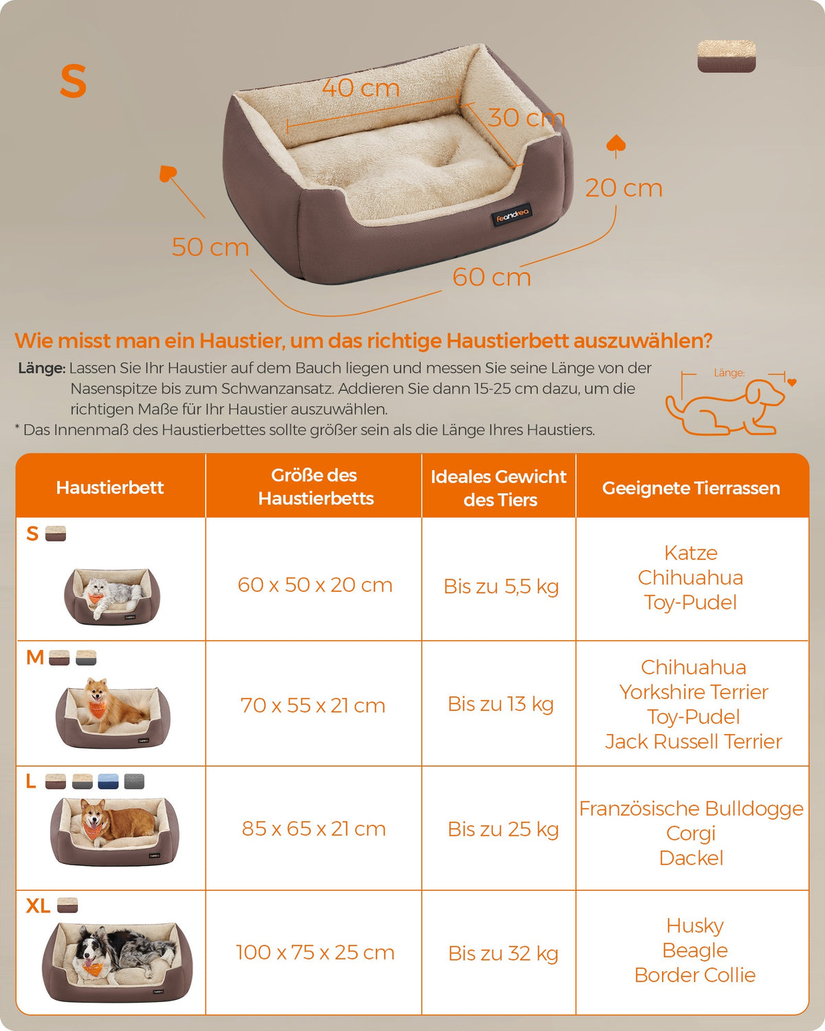 Washable Dog Bed S Coffee Brown