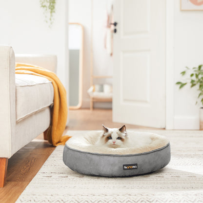 Grey & White Washable Round Dog Cushion - image 3