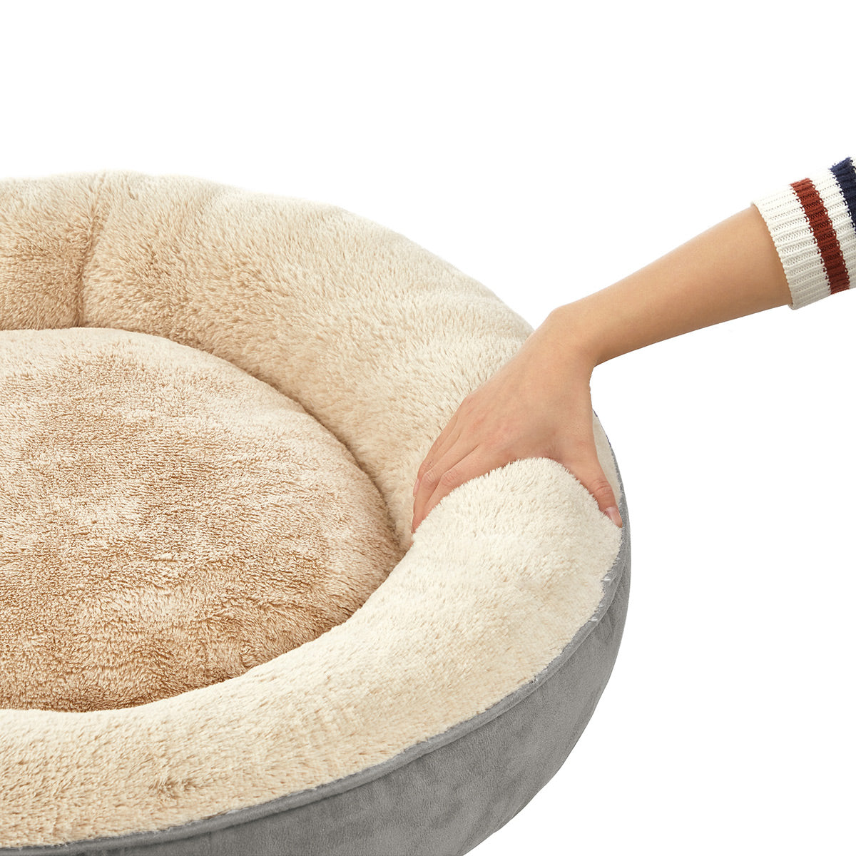 Grey & White Washable Round Dog Cushion - image 4
