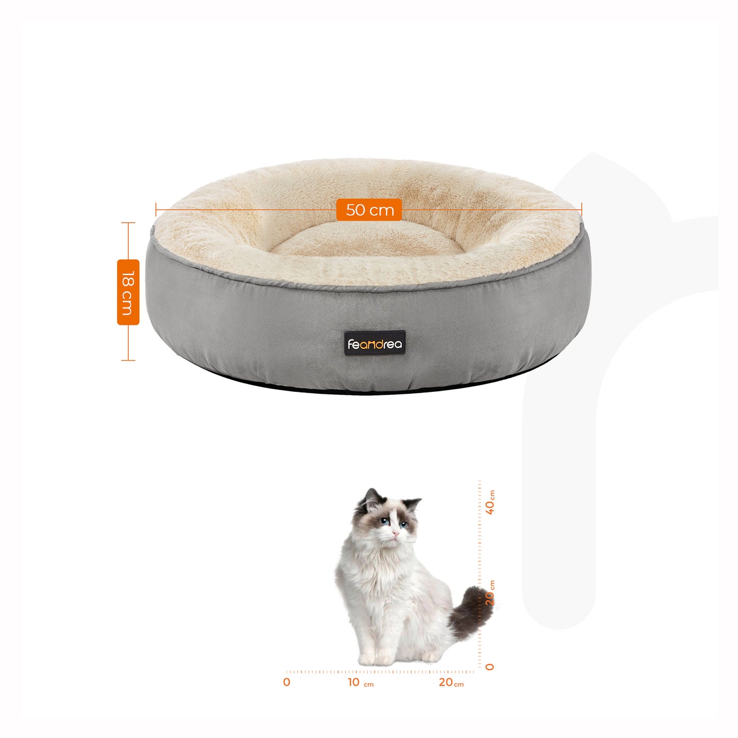 Grey & White Washable Round Dog Cushion - image 7
