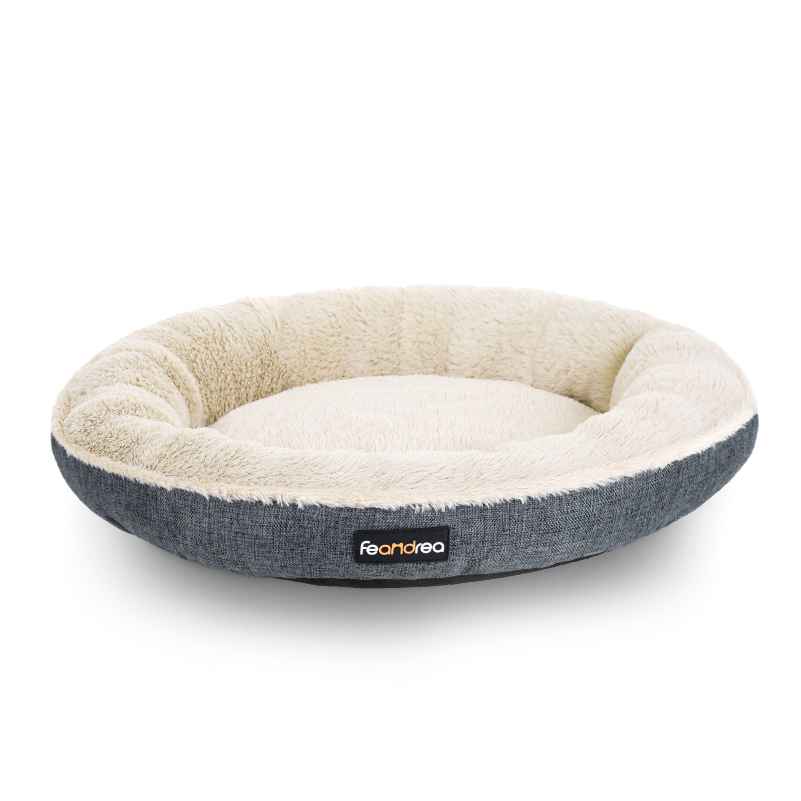 Grey Washable Round Dog Bed with Removable Cushion - image 1