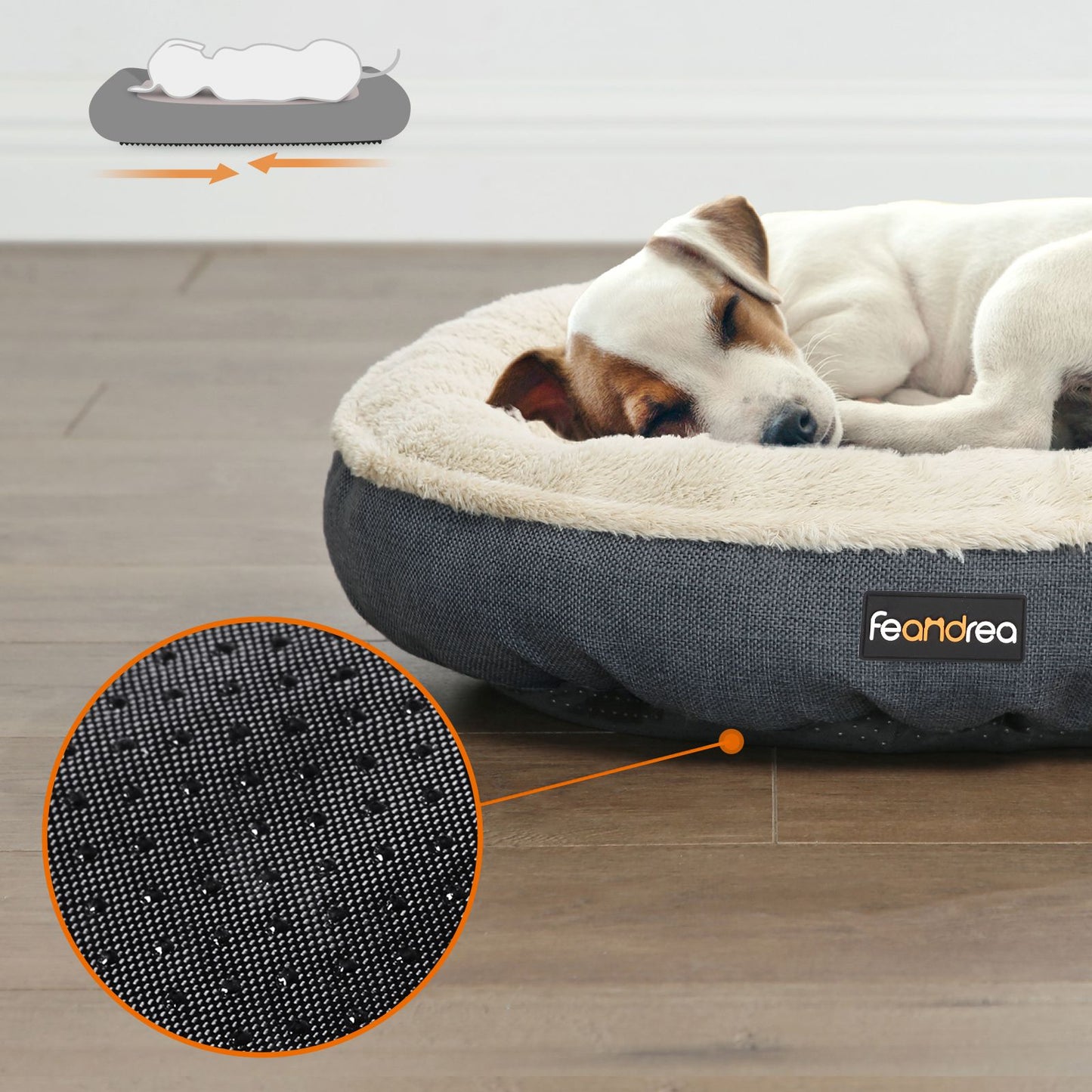 Grey Washable Round Dog Bed with Removable Cushion - image 2