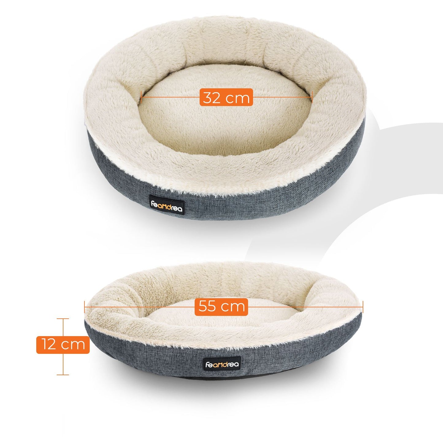 Grey Washable Round Dog Bed with Removable Cushion - image 5