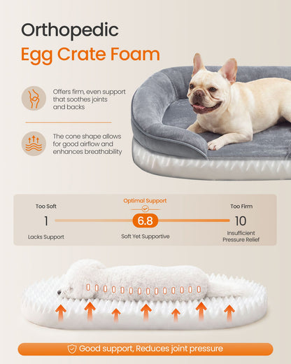 Medium Pet Sofa with Waterproof Liner, Egg Crate Foam, Bolster Sides, Non-Slip Bottom Pet Bed for Cozy Sleep - image 2