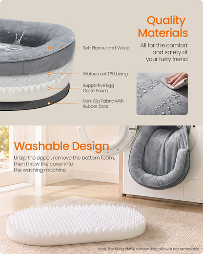 Large Pet Sofa with Waterproof Liner, Egg Crate Foam, Bolster Sides, Non-Slip Bottom Pet Bed for Cozy Sleep - image 2