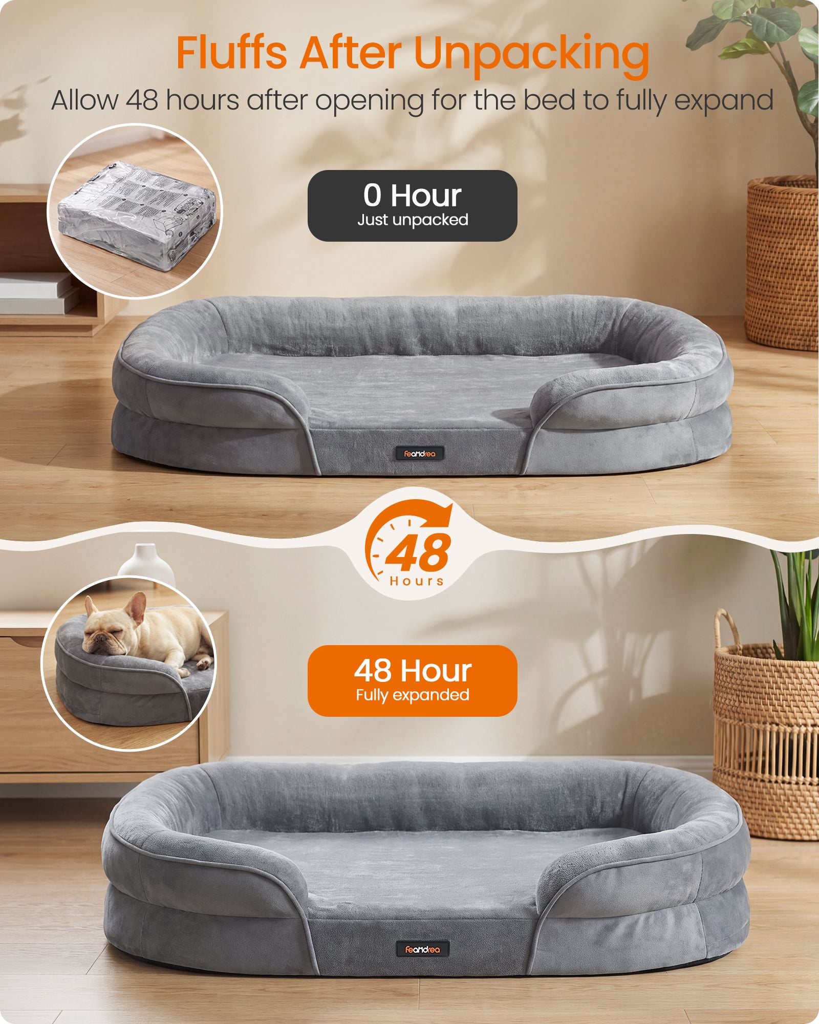 Large Pet Sofa with Waterproof Liner, Egg Crate Foam, Bolster Sides, Non-Slip Bottom Pet Bed for Cozy Sleep - image 3