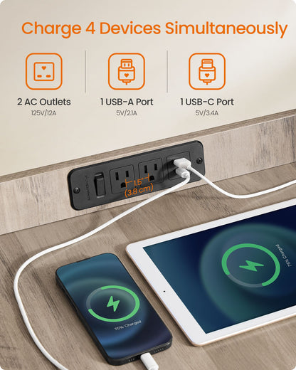 Modern Dog Crate Furniture with Charging Station, Heather Greige