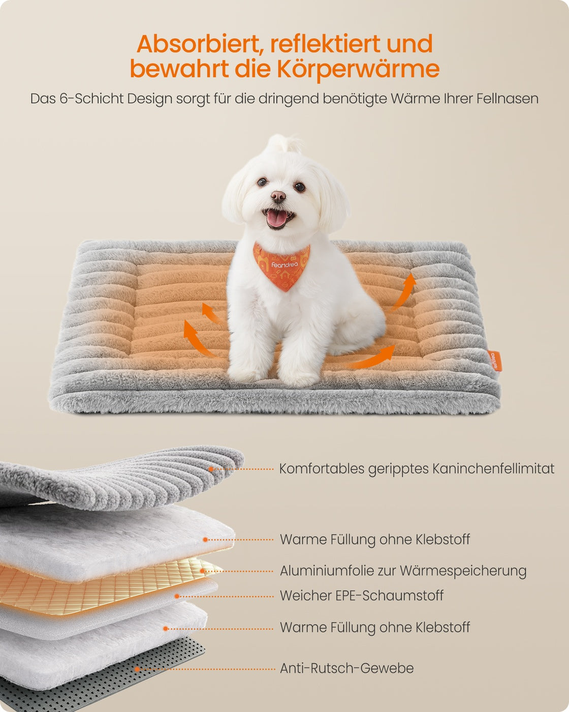 Dog Bed Mat 60 x 45 cm Pet Blanket for Dogs and Cats Dove Grey