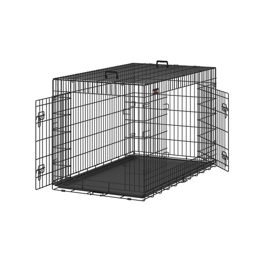 Foldable Dog Crate with 2 Doors XXXL Ink Black - image 1