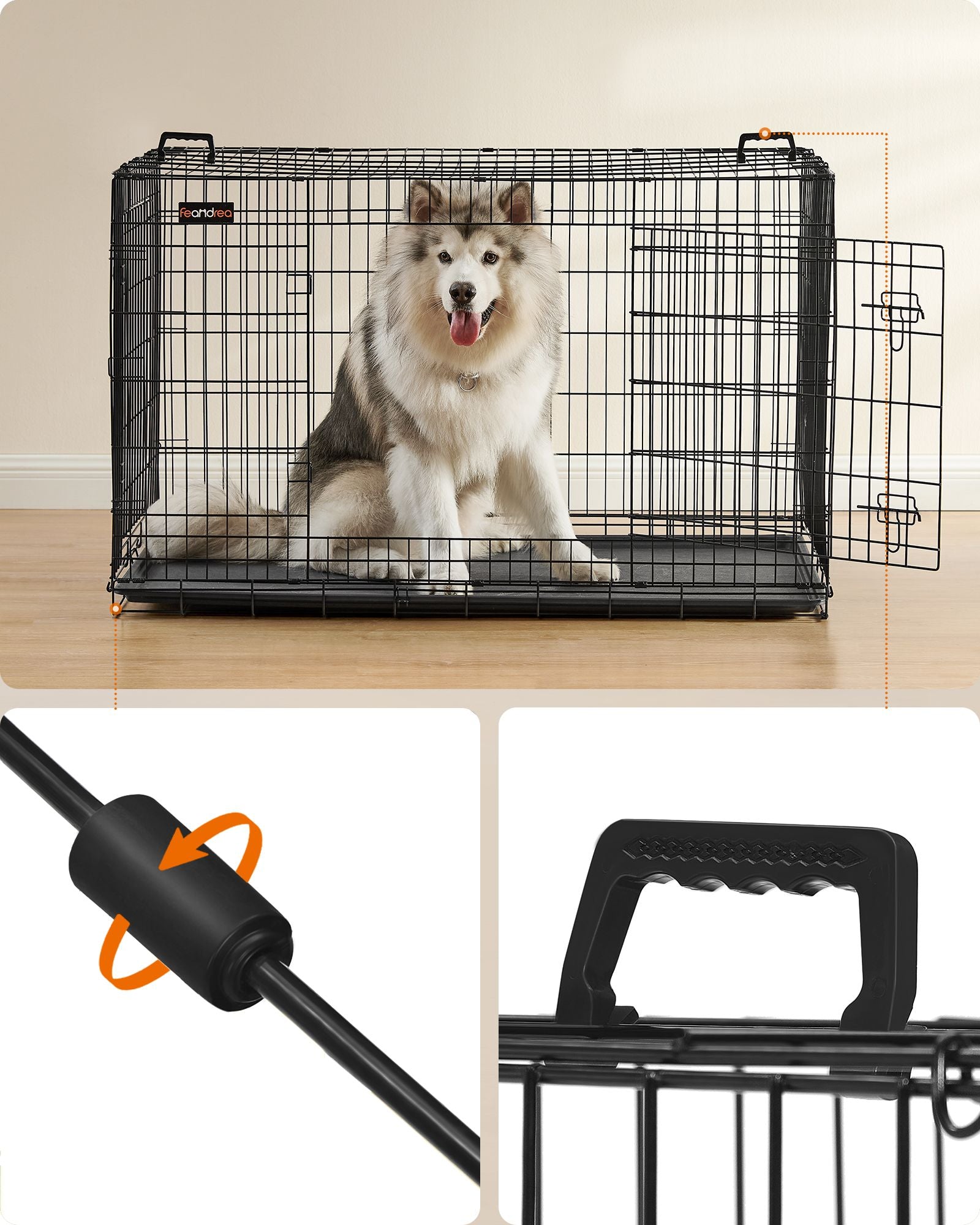 Foldable Dog Crate with 2 Doors XXXL Ink Black - image 4