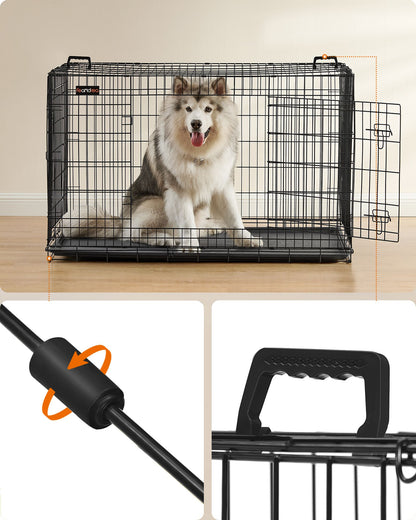 Foldable Dog Crate with 2 Doors XXXL Ink Black - image 4