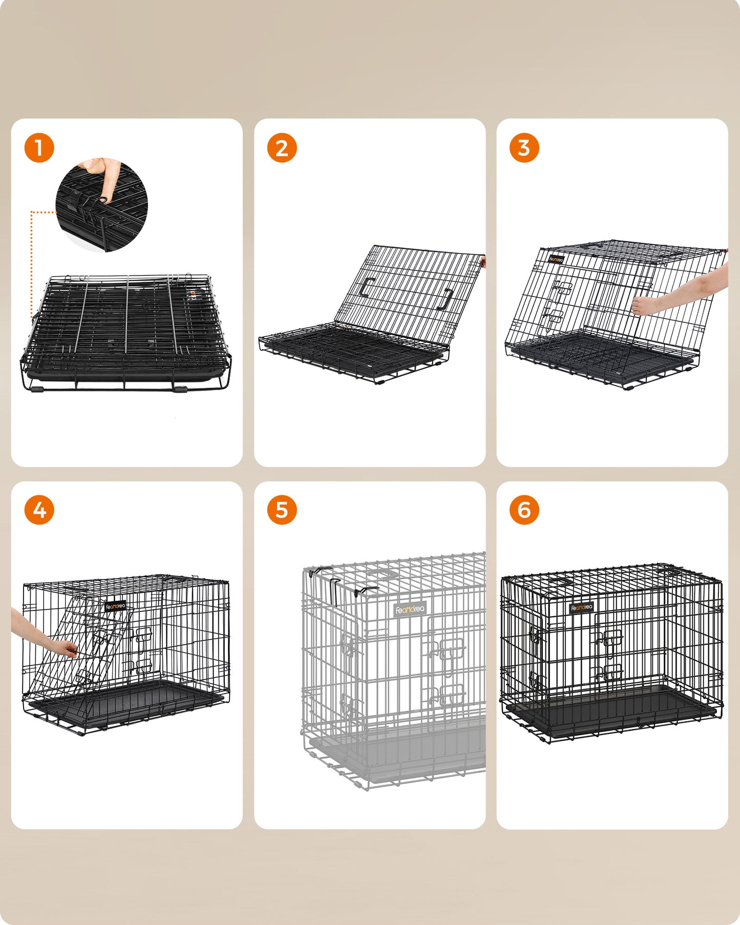Foldable Dog Crate with 2 Doors XXXL Ink Black - image 5
