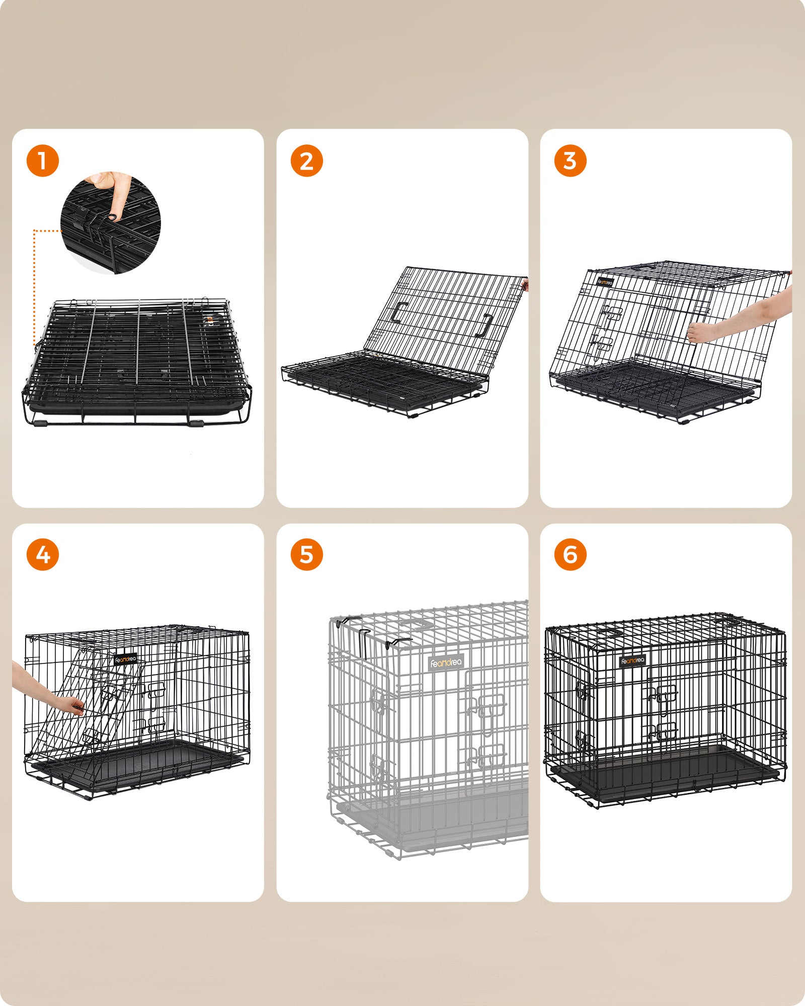 Foldable Dog Crate with 2 Doors XXXL Ink Black - image 5