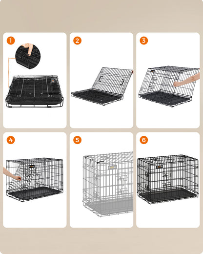 Foldable Dog Crate with 2 Doors XXXL Ink Black - image 5
