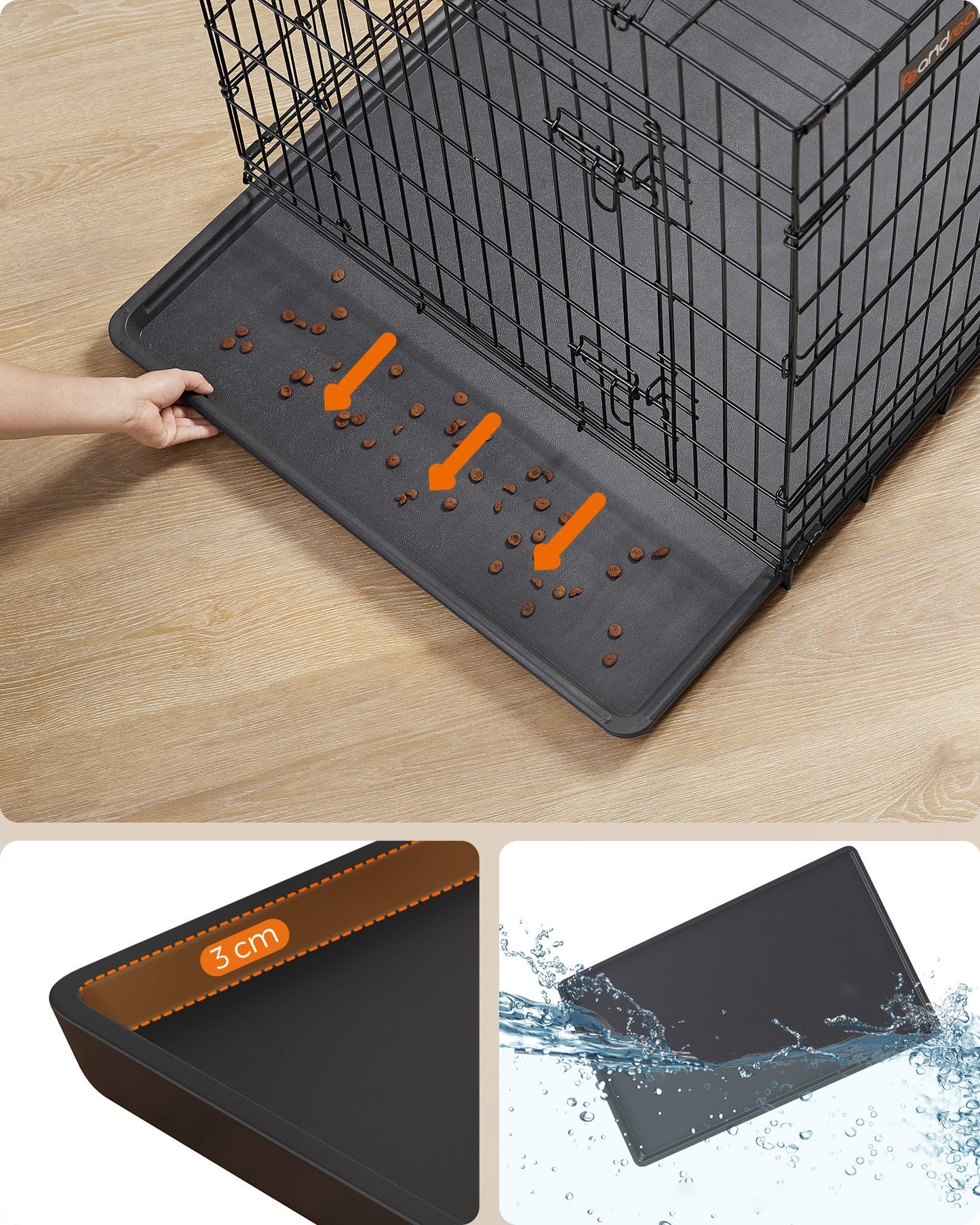 Foldable Dog Crate with 2 Doors XXXL Ink Black - image 6