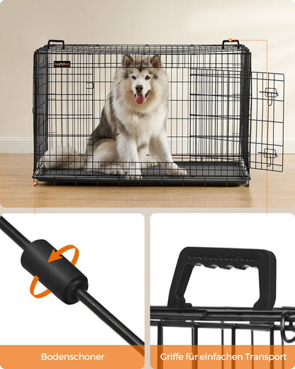 Foldable Dog Crate with 2 Doors XXXL Ink Black