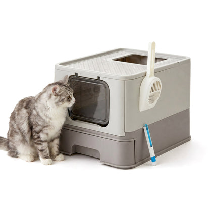 Enclosed Cat Litter Box With Lid, Top Entry, Slide-Out Tray - image 2