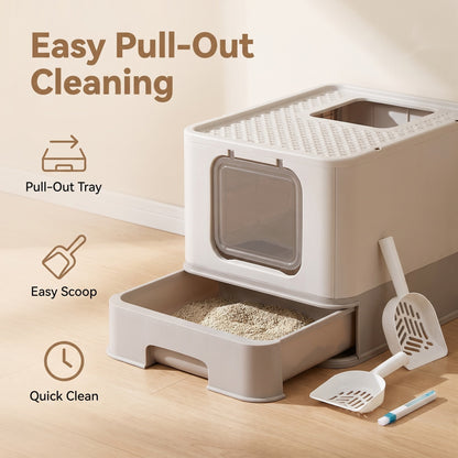 Enclosed Cat Litter Box With Lid, Top Entry, Slide-Out Tray - image 6