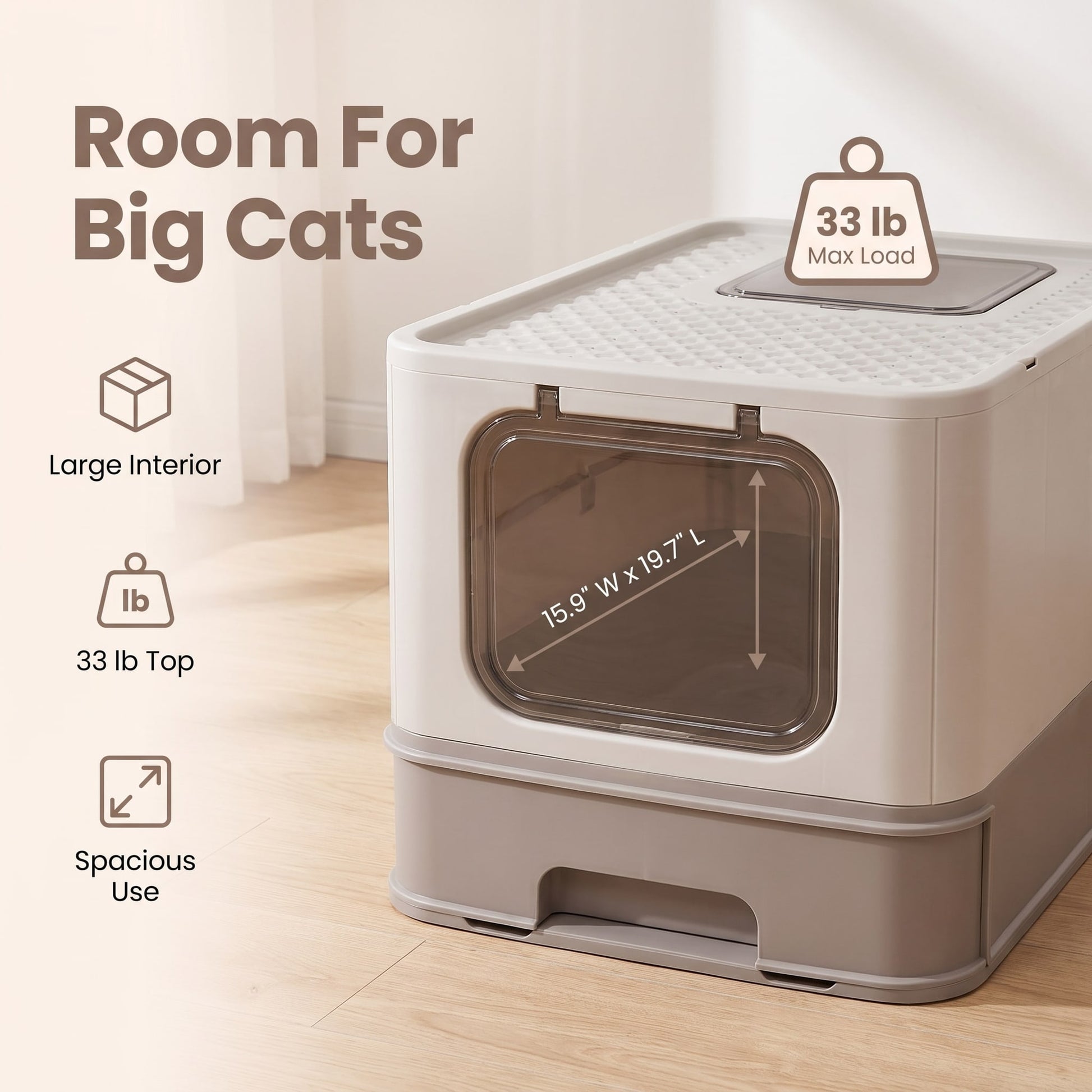 Enclosed Cat Litter Box With Lid, Top Entry, Slide-Out Tray - image 7