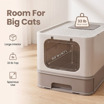 Enclosed Cat Litter Box With Lid, Top Entry, Slide-Out Tray - image 7