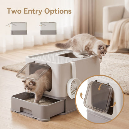 Enclosed Cat Litter Box With Lid, Top Entry, Slide-Out Tray - image 8