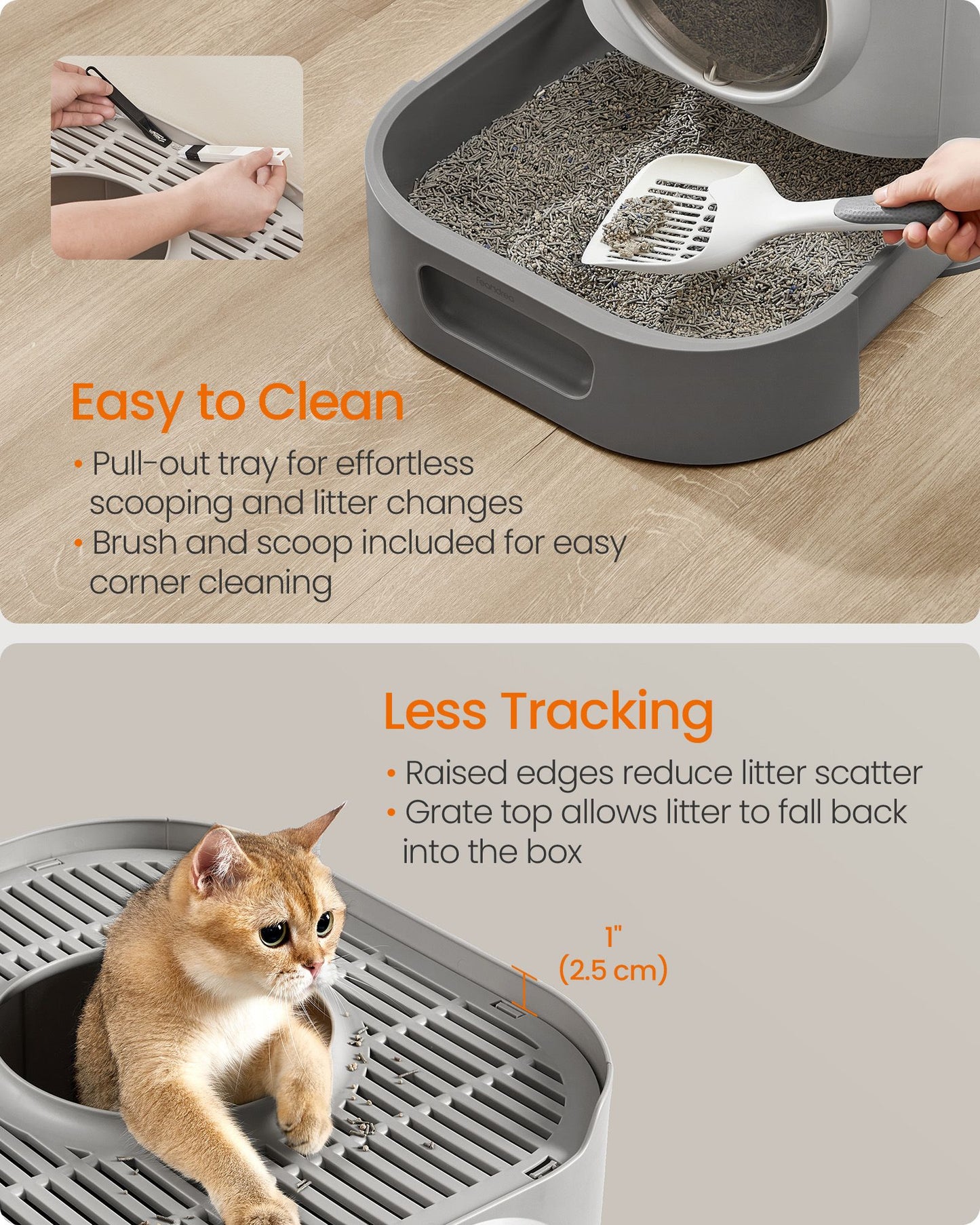 XL Enclosed Cat Litter Box with Slide-Out Tray