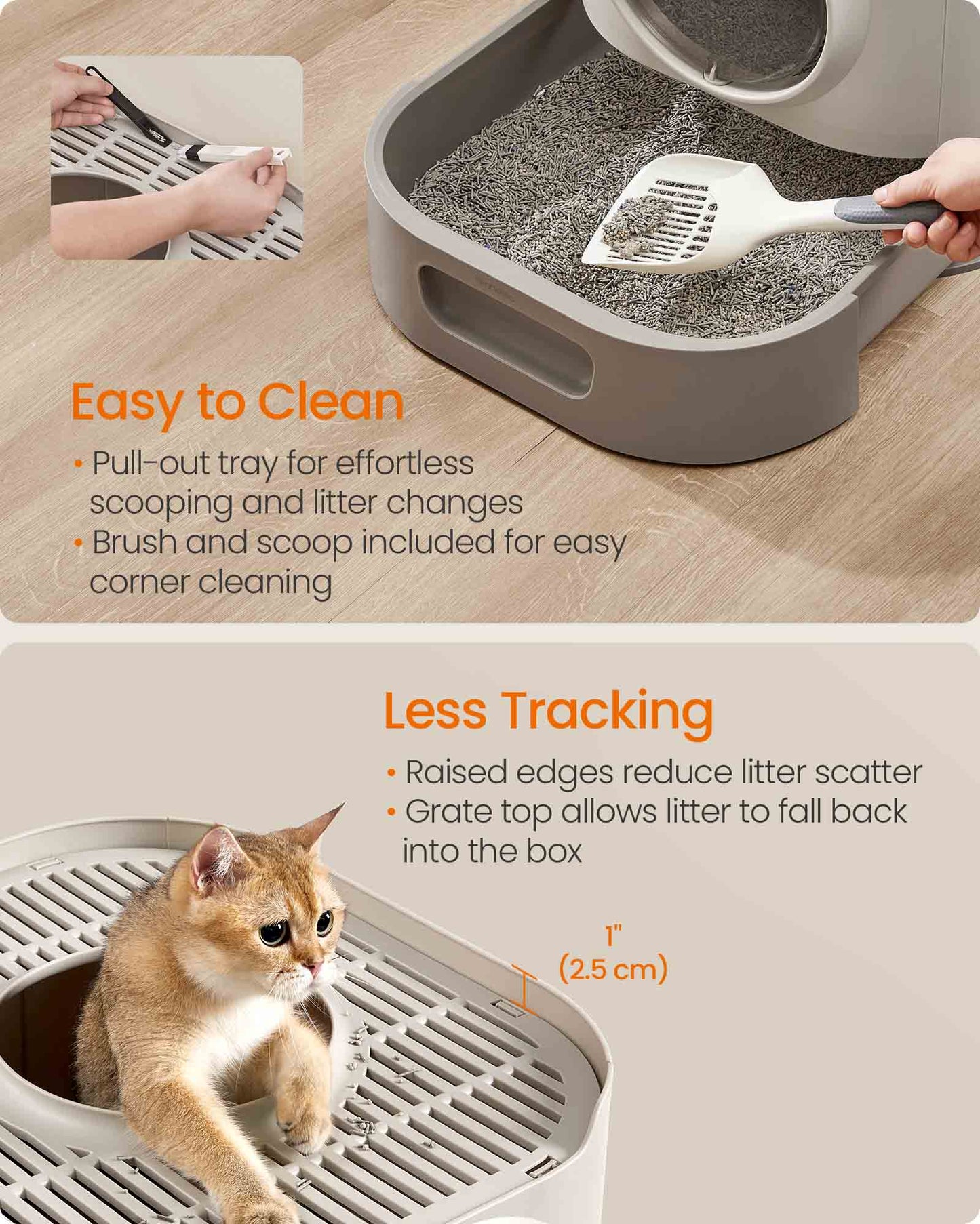 XL Enclosed Cat Litter Box with Slide-Out Tray