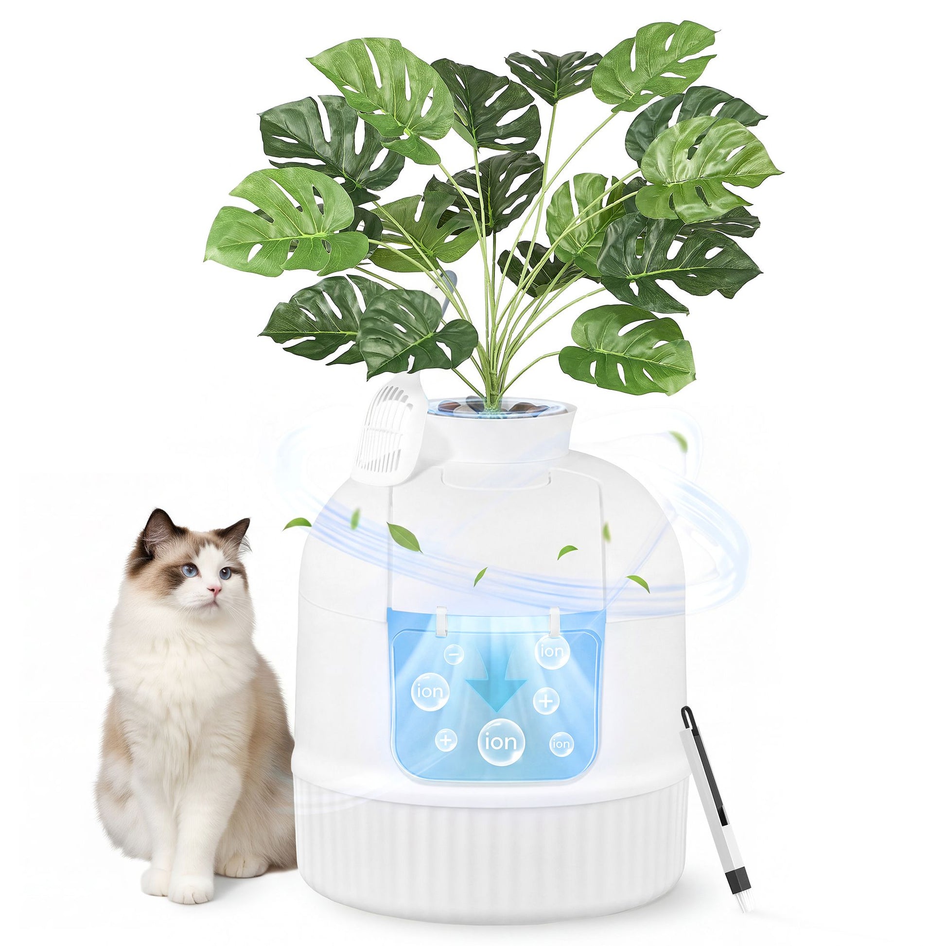 Plant Cat Litter Box Enclosure with Artificial Plant - image 7