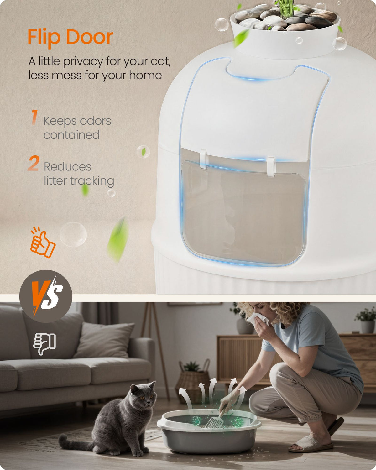 Plant Cat Litter Box Enclosure with Artificial Plant - image 9