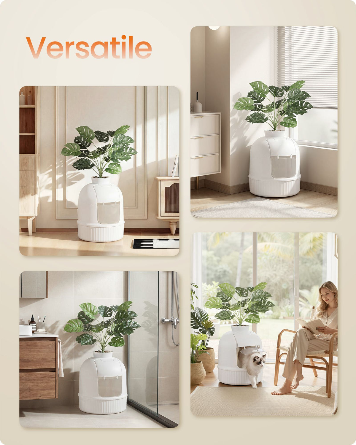 Plant Cat Litter Box Enclosure with Artificial Plant - image 11