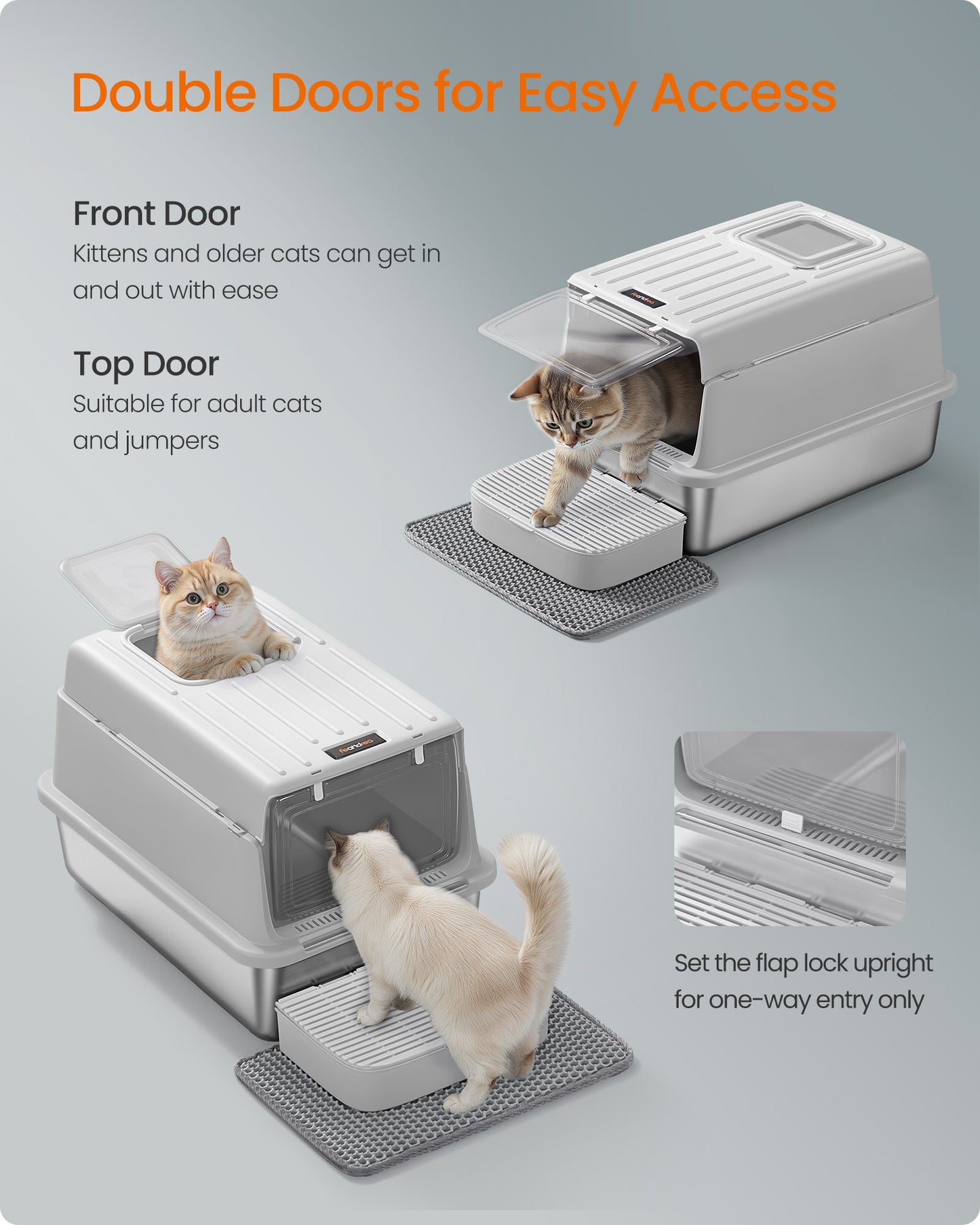Stainless Steel Cat Litter Box with Flip Lid