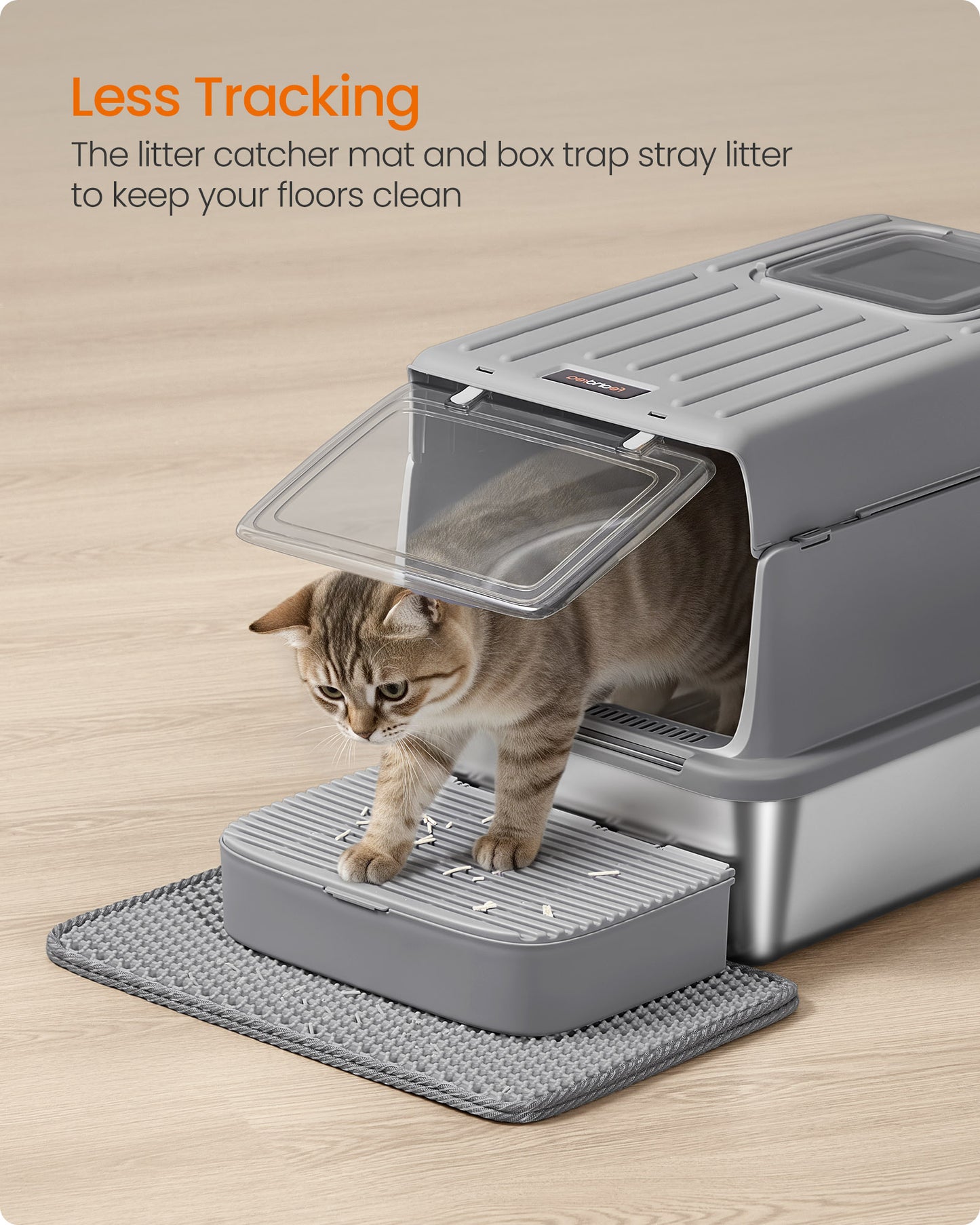 Stainless Steel Cat Litter Box with Flip Lid