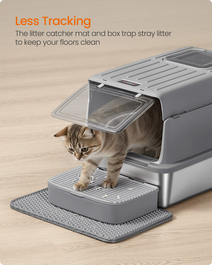 Stainless Steel Cat Litter Box with Flip Lid