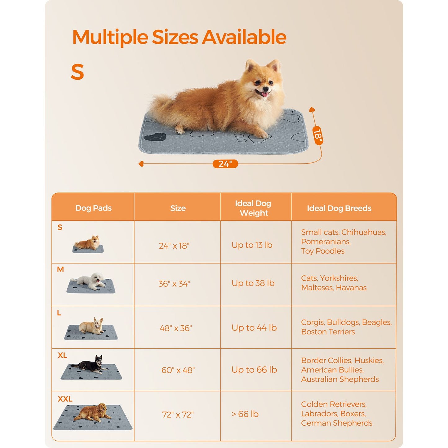 2 Pack Washable Pee Pads for Dogs, Up to 13 lb