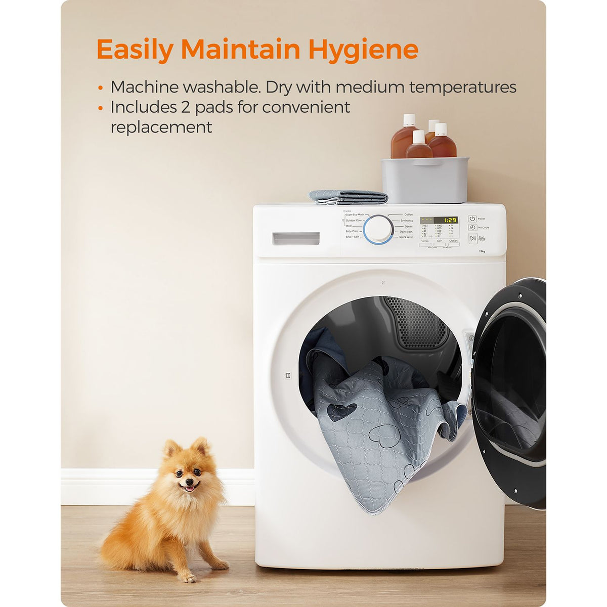2 Pack Washable Pee Pads for Dogs, Up to 13 lb
