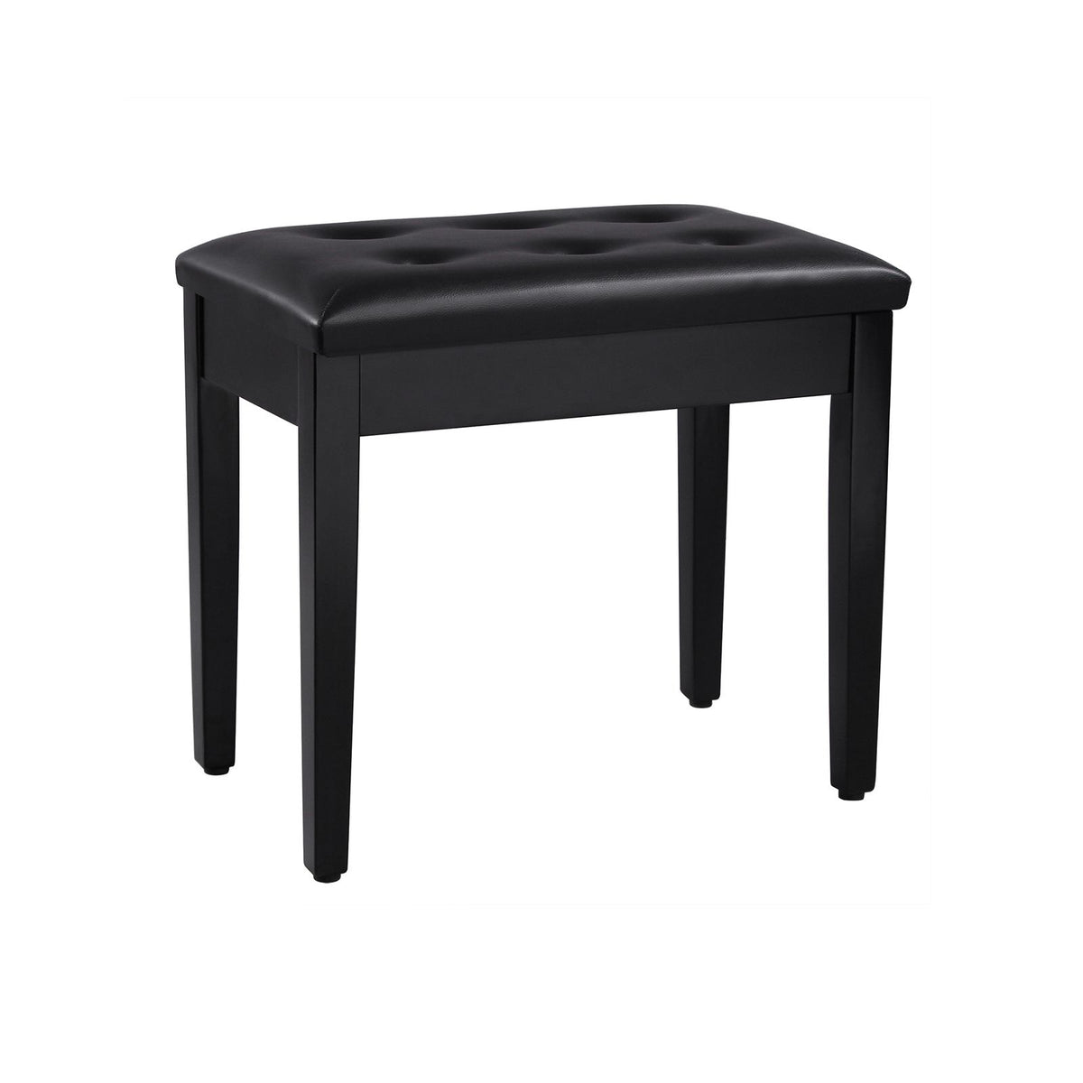 Padded Wooden Piano Bench with Music Storage Black