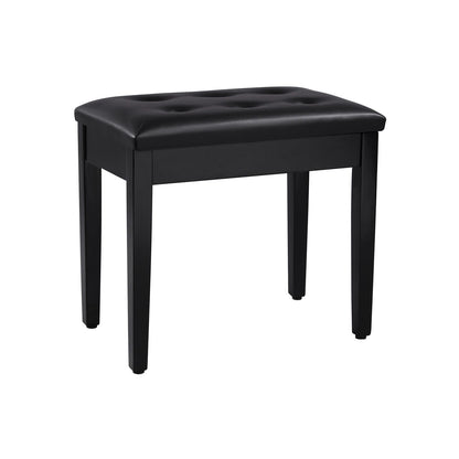 Padded Wooden Piano Bench with Music Storage Black