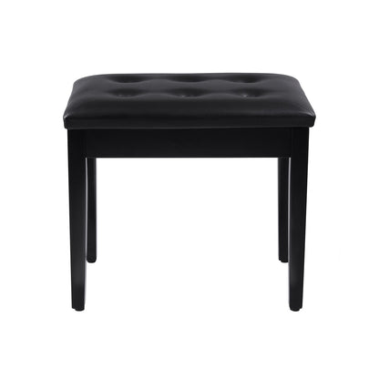 Padded Wooden Piano Bench with Music Storage Black