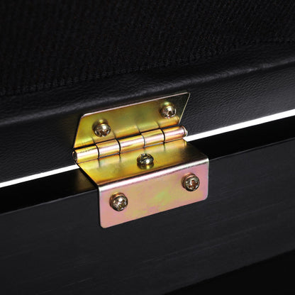 Padded Wooden Piano Bench with Music Storage Black