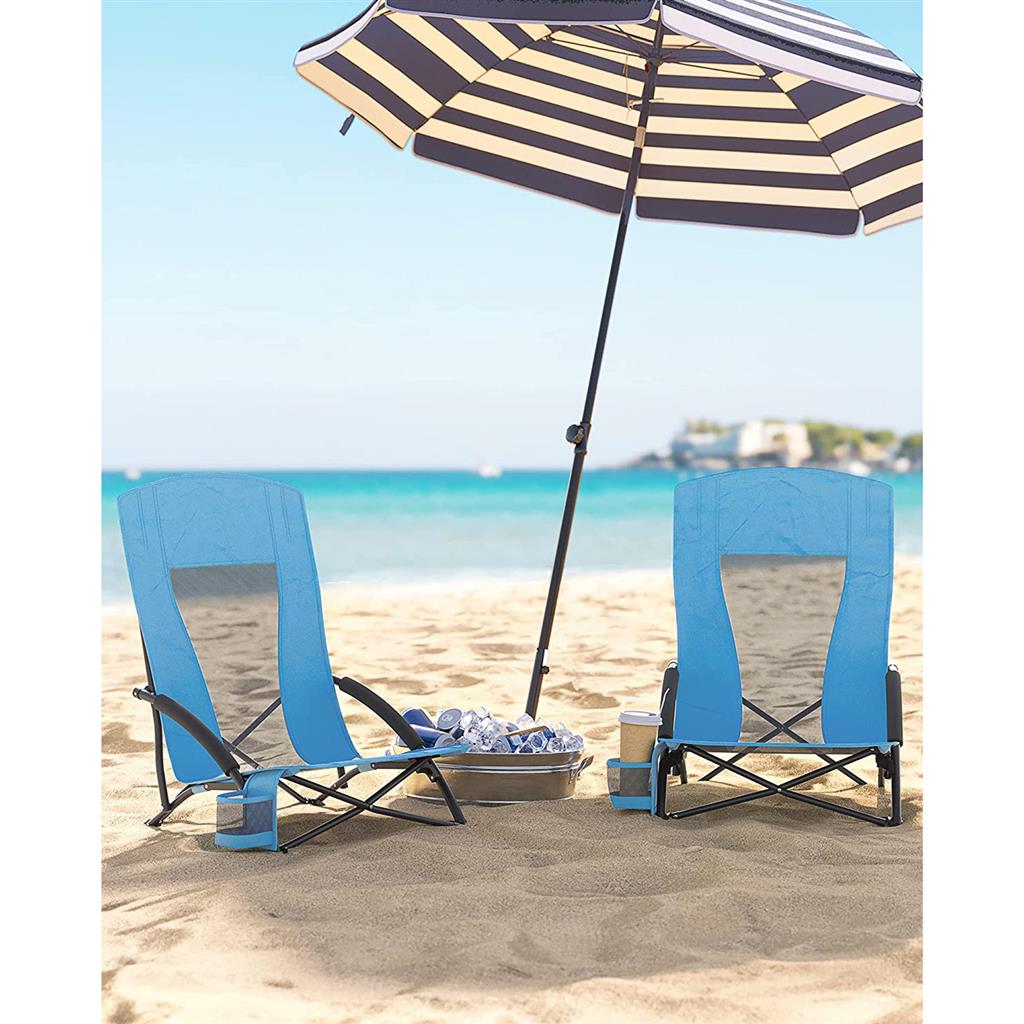 Set of 2 Portable Beach Chairs for Adults - HWLEXTRA 